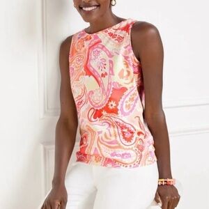 Talbots Pink and Red Paisley Tank Top